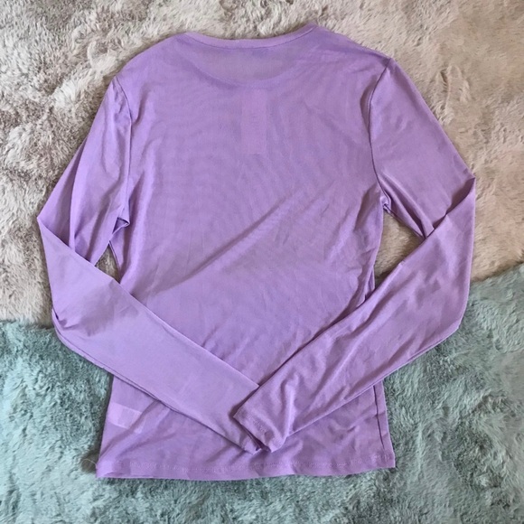 Afrm los angeles sunny purple lavender mesh sheer long sleeve top - Picture 6 of 7